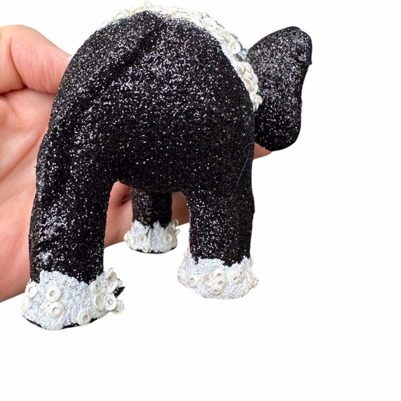 Holiday Lane Elephant Ornament Black Glitter Sequin 6x4" Hanging Holiday Decor - Picture 12 of 14